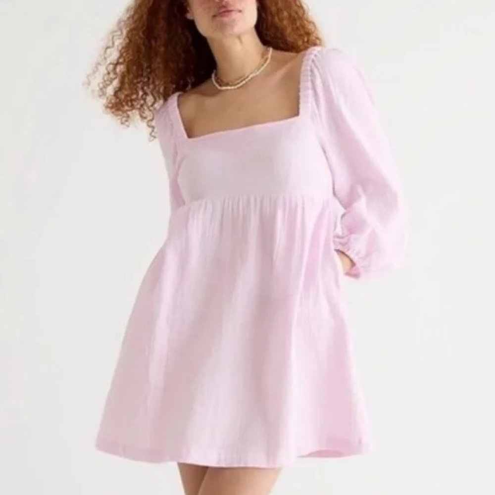 j. crew smocked gauze cotton mini dress 🤍 xxs
